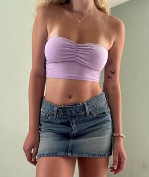 Victorias Secret PINK Bandeau Top Purple Strapless Cropped Size Medium